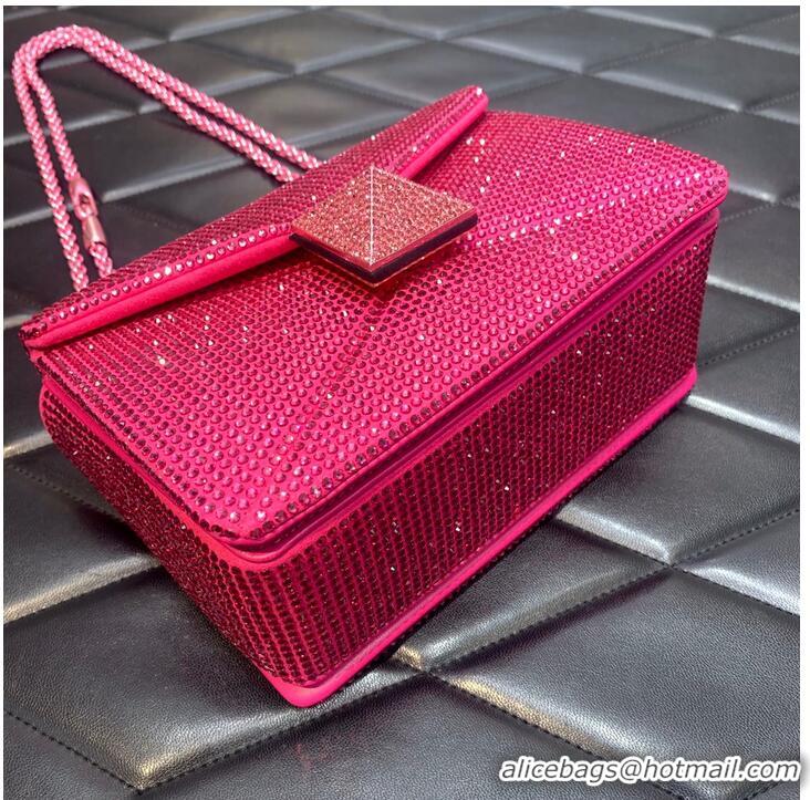 Super Quality VALENTINO ONE STUD Small Rhinestone Embroidery shoulder bag 1W0B0L PINK