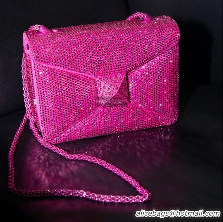 Super Quality VALENTINO ONE STUD Small Rhinestone Embroidery shoulder bag 1W0B0L PINK