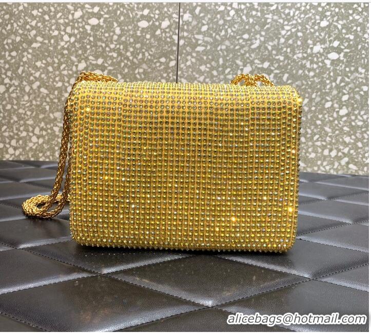 Famous Brand VALENTINO ONE STUD Small Rhinestone Embroidery shoulder bag 1W0B0L YELLOW