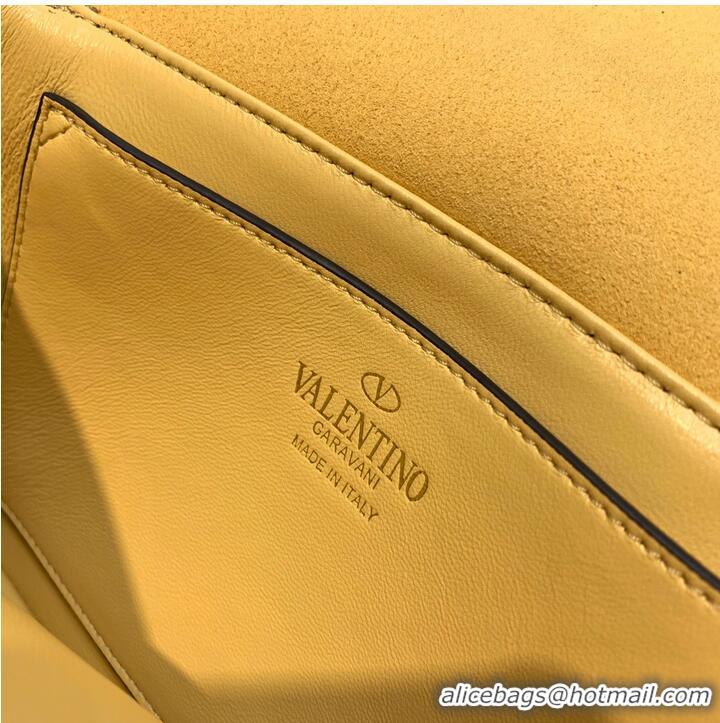 Famous Brand VALENTINO ONE STUD Small Rhinestone Embroidery shoulder bag 1W0B0L YELLOW