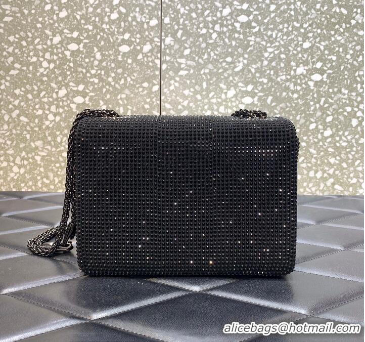 Reasonable Price VALENTINO ONE STUD Small Rhinestone Embroidery shoulder bag 1W0B0L BLACK