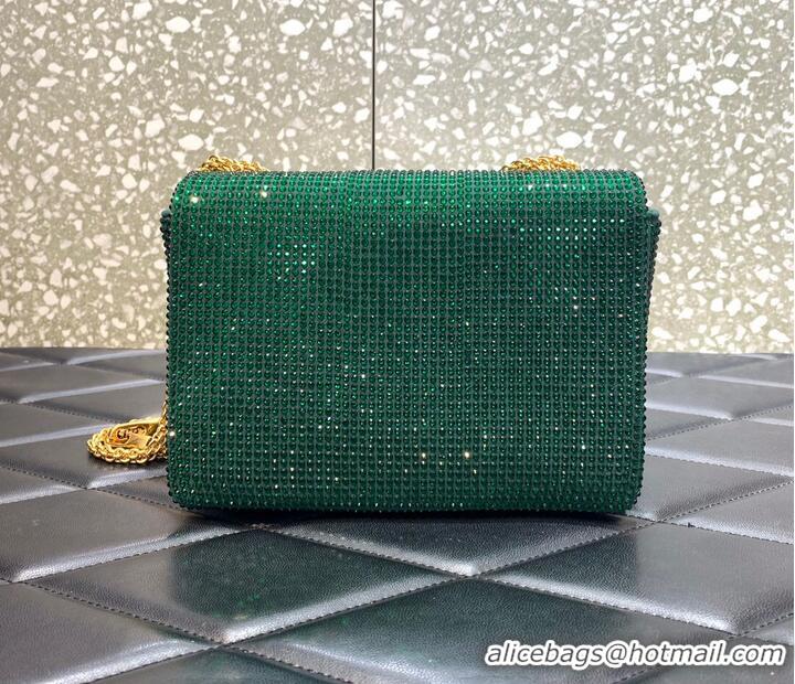 Well Crafted VALENTINO ONE STUD Small Rhinestone Embroidery shoulder bag 1W0B0L GREEN