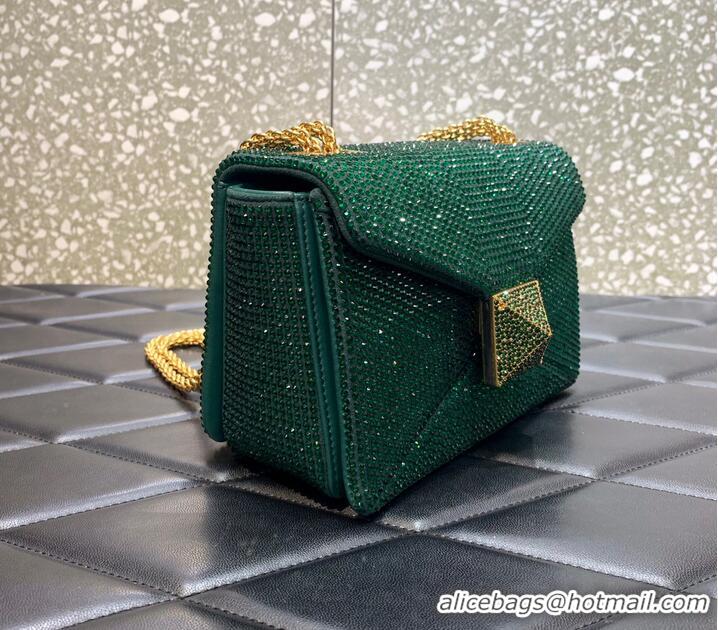 Well Crafted VALENTINO ONE STUD Small Rhinestone Embroidery shoulder bag 1W0B0L GREEN