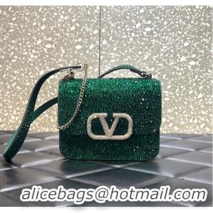 Popular Style VALENTINO GARAVANI VSLING Shiny diamond Mini shoulder bag XW20808 green