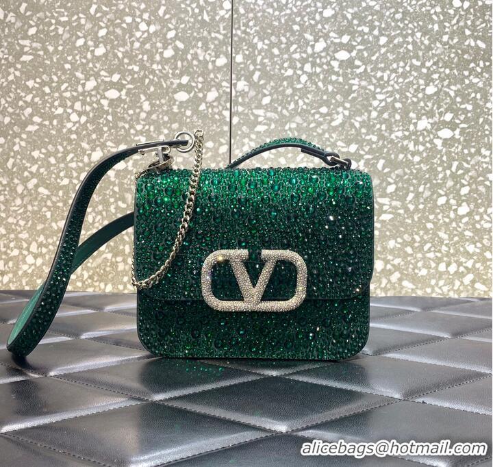 Popular Style VALENTINO GARAVANI VSLING Shiny diamond Mini shoulder bag XW20808 green