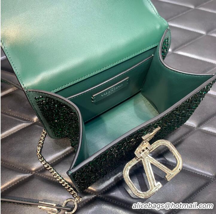 Popular Style VALENTINO GARAVANI VSLING Shiny diamond Mini shoulder bag XW20808 green