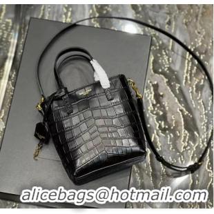 Good Product SAINT LAUREN shoulder bag IN CROCODILE-EMBOSSED LEATHER Y722366 black