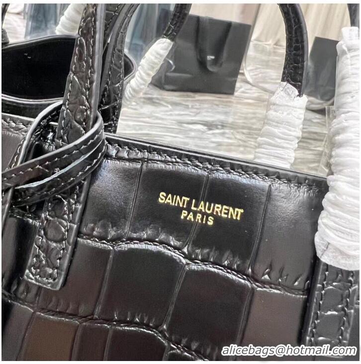 Good Product SAINT LAUREN shoulder bag IN CROCODILE-EMBOSSED LEATHER Y722366 black