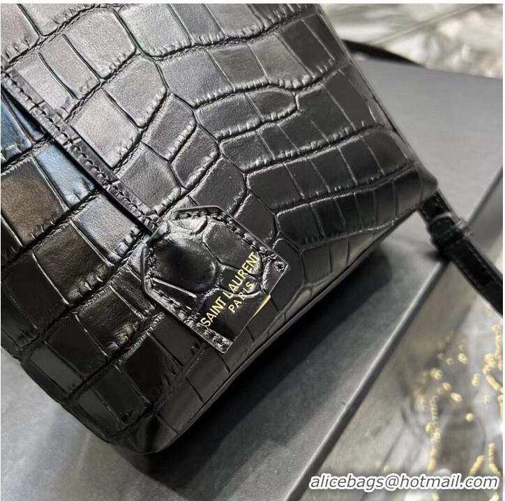 Good Product SAINT LAUREN shoulder bag IN CROCODILE-EMBOSSED LEATHER Y722366 black