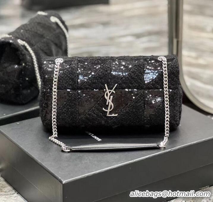 Well Crafted SAINT LAURENT JAMIE MEDIUM CHAIN BAG CARRE RIVE GAUCHE IN LAMBSKIN AND SUEDE 515821 black