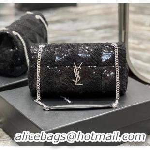 Grade SAINT LAURENT JAMIE MEDIUM CHAIN BAG CARRE RIVE GAUCHE IN SEQUINS AND SEQUINED TWEED 515821 BLACK