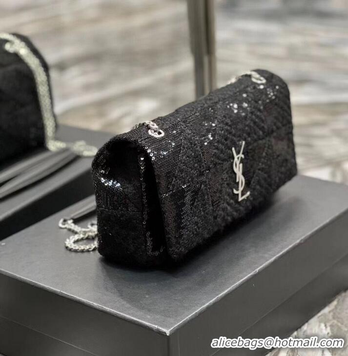 Grade SAINT LAURENT JAMIE MEDIUM CHAIN BAG CARRE RIVE GAUCHE IN SEQUINS AND SEQUINED TWEED 515821 BLACK