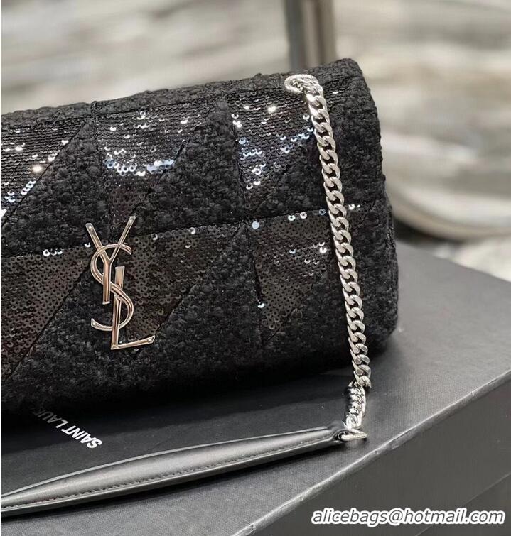 Grade SAINT LAURENT JAMIE MEDIUM CHAIN BAG CARRE RIVE GAUCHE IN SEQUINS AND SEQUINED TWEED 515821 BLACK