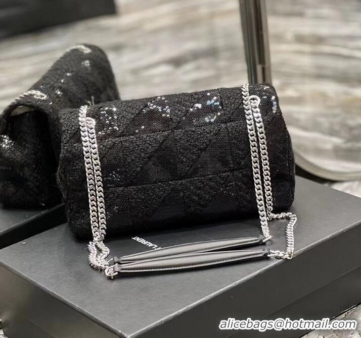 Grade SAINT LAURENT JAMIE MEDIUM CHAIN BAG CARRE RIVE GAUCHE IN SEQUINS AND SEQUINED TWEED 515821 BLACK