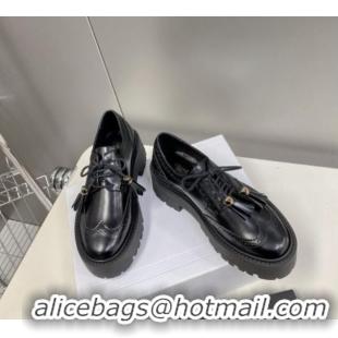 Trendy Design Celine Calfskin Leather Loafers Black 0825051