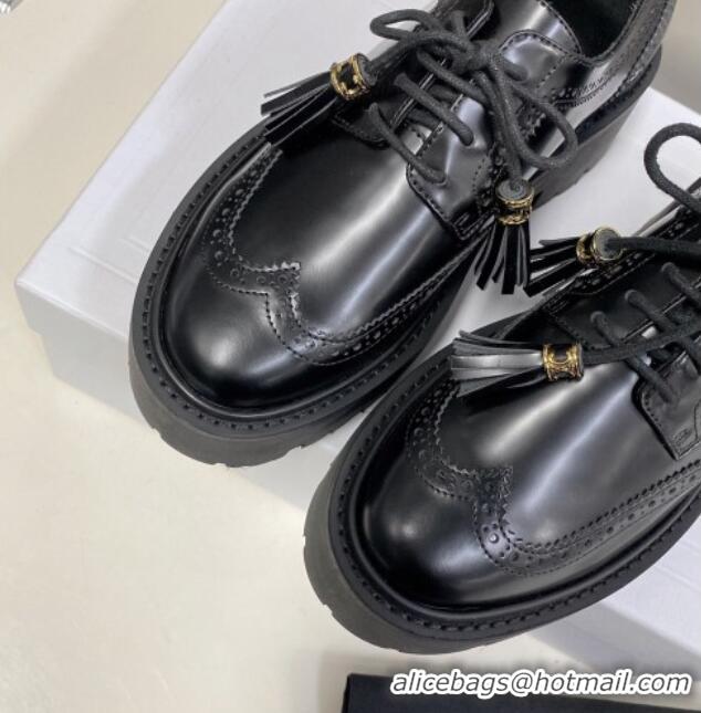 Trendy Design Celine Calfskin Leather Loafers Black 0825051