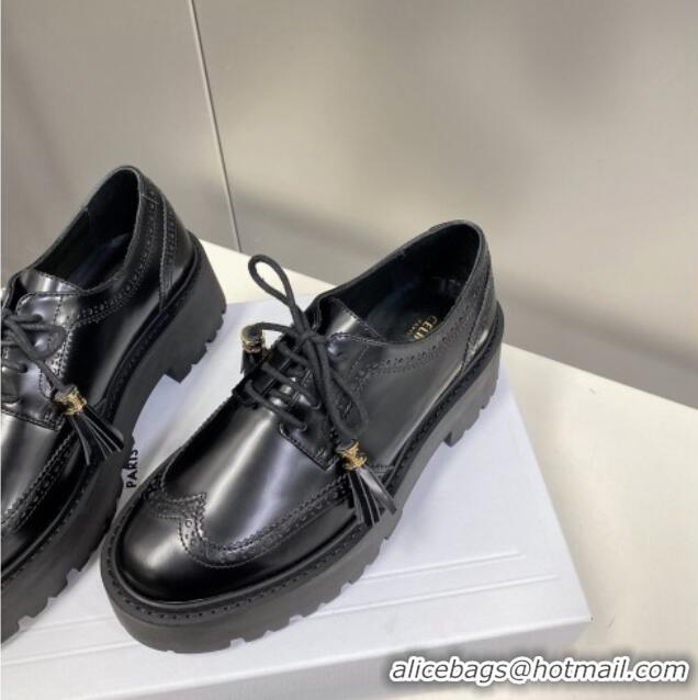 Trendy Design Celine Calfskin Leather Loafers Black 0825051