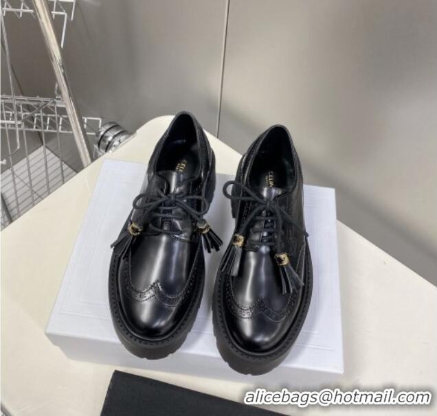 Trendy Design Celine Calfskin Leather Loafers Black 0825051