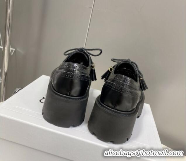 Trendy Design Celine Calfskin Leather Loafers Black 0825051