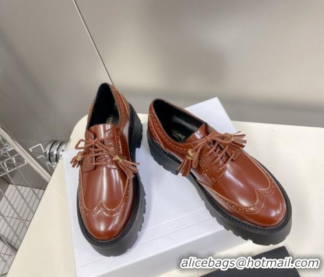 Perfect Celine Calfskin Leather Loafers 82502 Brown