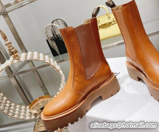 Discount Celine Calfskin Ankle Boots with Buckle Brown 090711