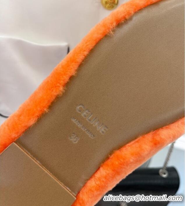 Purchase Celine Fur Flat Slippers Orange 090714