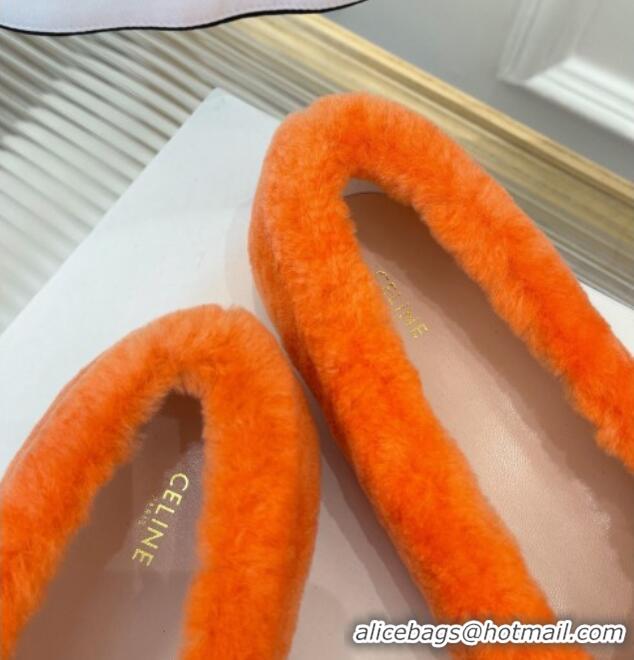 Purchase Celine Fur Flat Slippers Orange 090714