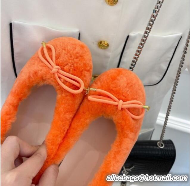 Purchase Celine Fur Flat Slippers Orange 090714