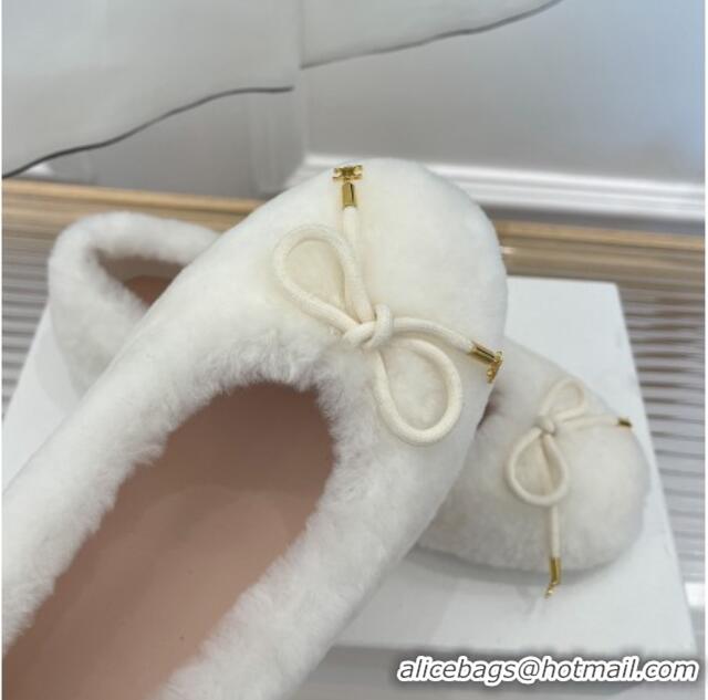 Stylish Celine Fur Flat Slippers White 090715