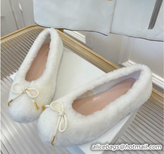 Stylish Celine Fur Flat Slippers White 090715