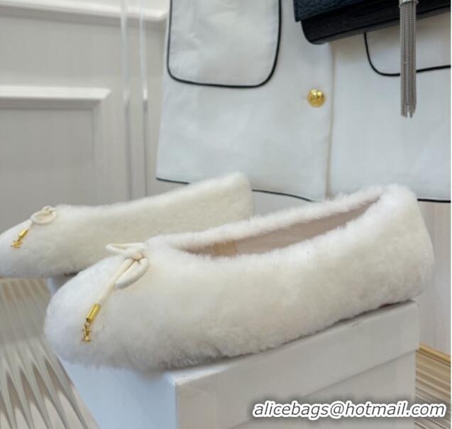 Stylish Celine Fur Flat Slippers White 090715