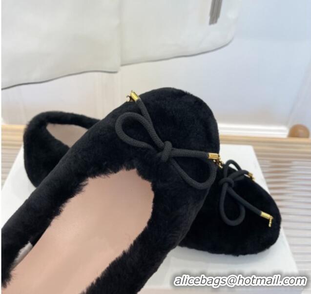 Good Quality Celine Fur Flat Slippers Black 090716