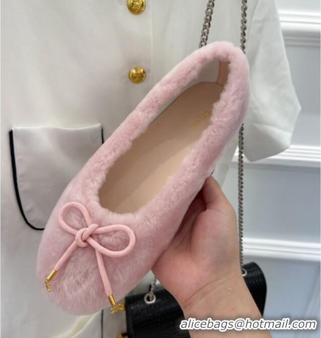 Sumptuous Celine Fur Flat Slippers Pink 090717