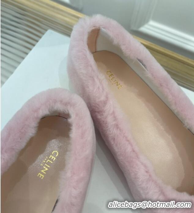 Sumptuous Celine Fur Flat Slippers Pink 090717