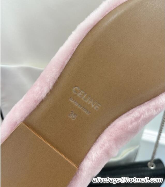 Sumptuous Celine Fur Flat Slippers Pink 090717