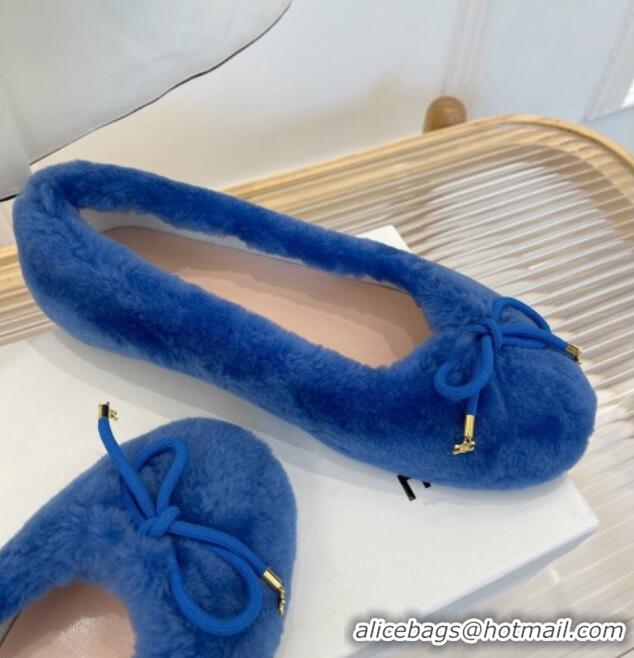 Good Product Celine Fur Flat Slippers Blue 090718