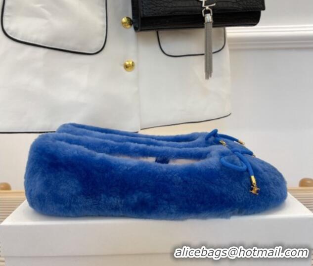 Good Product Celine Fur Flat Slippers Blue 090718