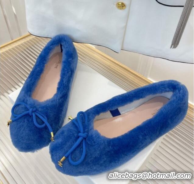 Good Product Celine Fur Flat Slippers Blue 090718