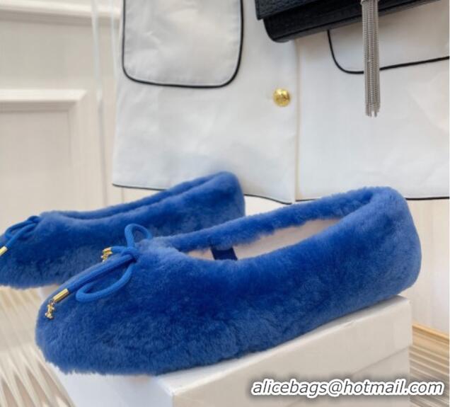 Good Product Celine Fur Flat Slippers Blue 090718