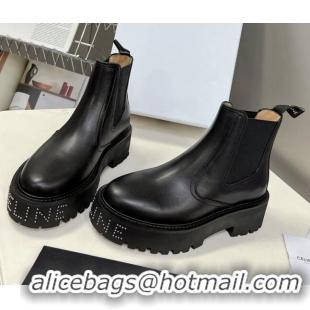 Good Quality Celine Leather Ankle Chelsea Boots with Stud CELINE Black 100965