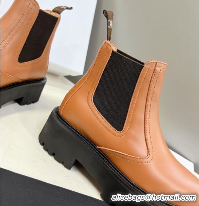 Hot Style Celine Leather Ankle Chelsea Boots with Stud CELINE Brown 100966