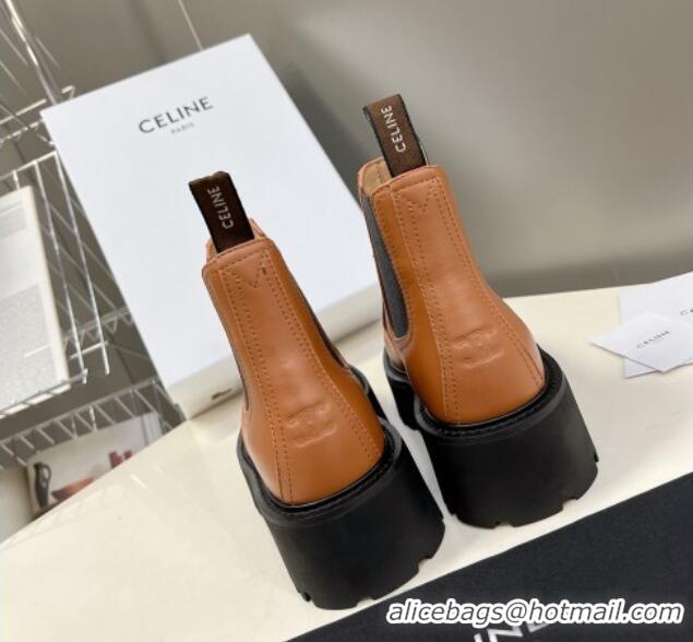 Hot Style Celine Leather Ankle Chelsea Boots with Stud CELINE Brown 100966