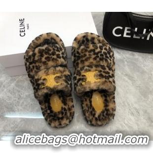 Duplicate Celine Logo Wool Slide Sandals Brown 110109