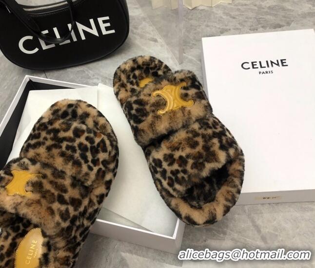 Duplicate Celine Logo Wool Slide Sandals Brown 110109