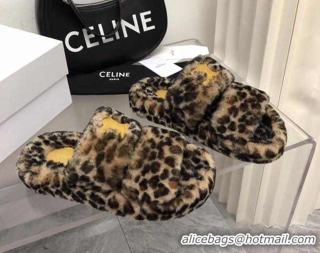 Duplicate Celine Logo Wool Slide Sandals Brown 110109