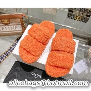 Good Looking Celine Logo Wool Slide Sandals Orange 110113