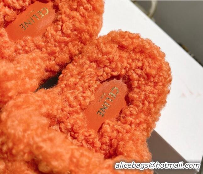 Good Looking Celine Logo Wool Slide Sandals Orange 110113