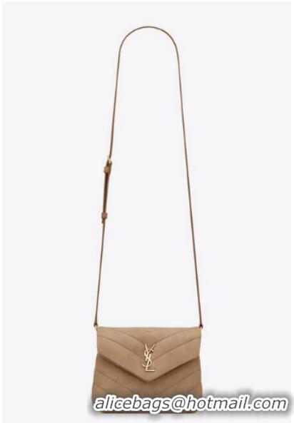 Good Product SAINT LAURENT LOULOU SMALL CHAIN BAG IN QUILTED Y SUEDE 4946991 TAUPE