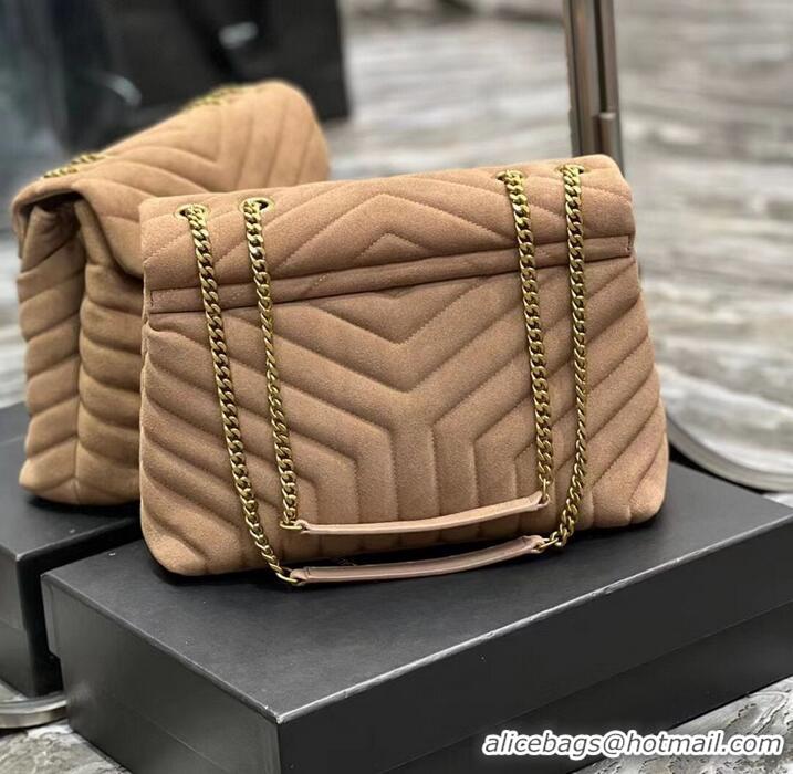 Well Crafted SAINT LAURENT LOULOU CHAIN BAG IN QUILTED Y SUEDE 487216 TAUPE