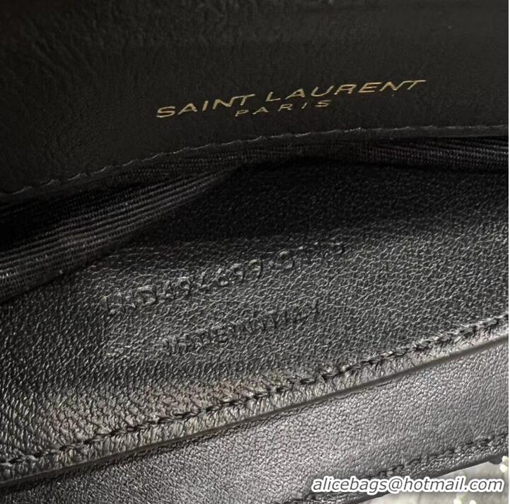 New Design SAINT LAURENT LOULOU SMALL CHAIN BAG IN QUILTED Y LEATHER SATIN AND SEQUINS 494699 black